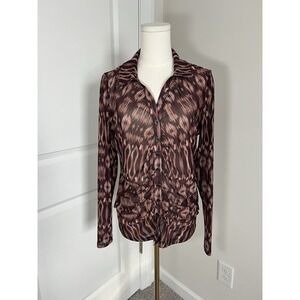 Women's Liverpool Long‎ Sleeve Mesh Button Up Size Medium